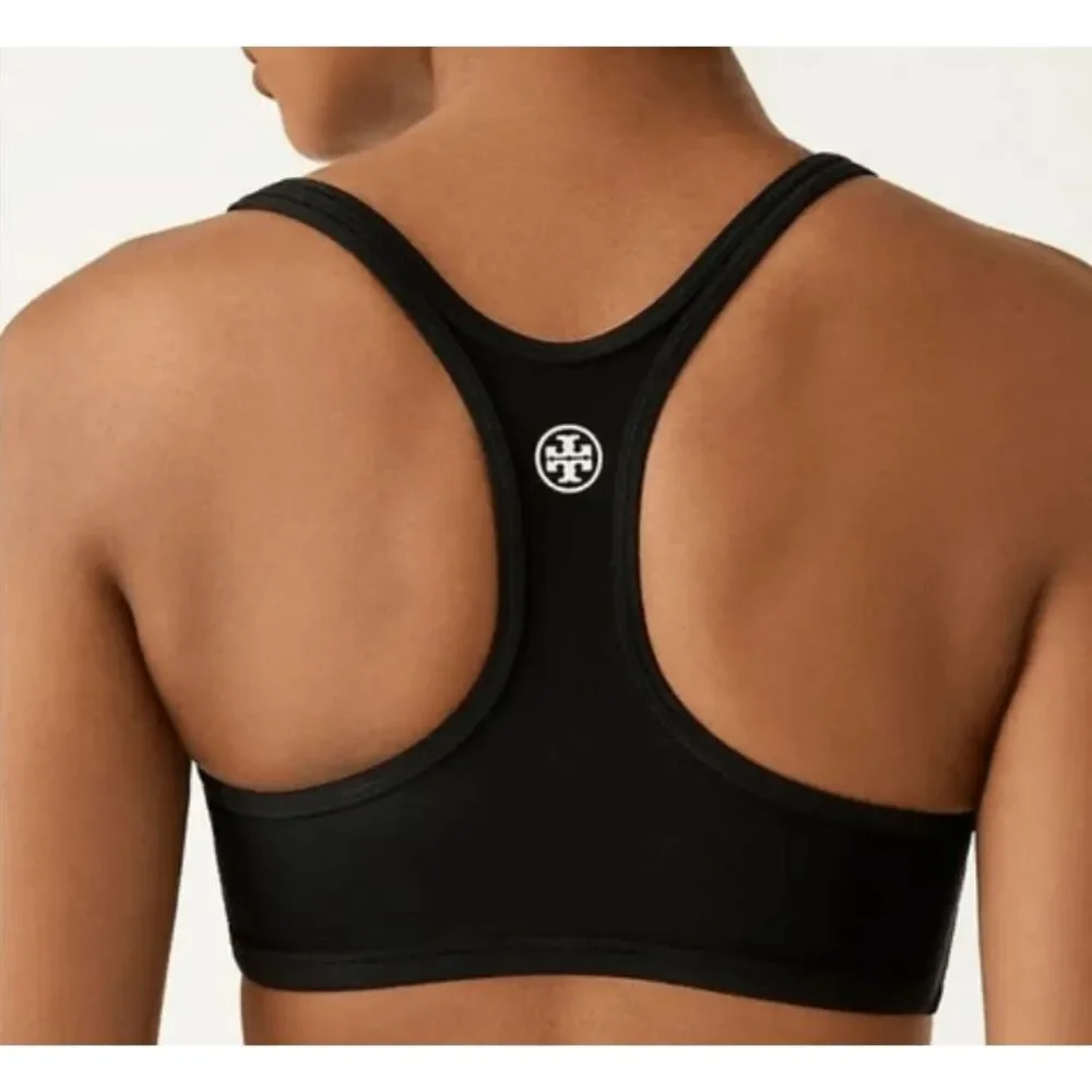 Tory Burch Sport‎ Seamless Racer Back Sports Bra Black Back Logo Size XS